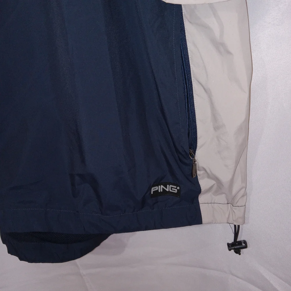 Ping Windbreaker Pullover 1/2 Snap Up Jacket Short Sleeve Men's Navy L Golf